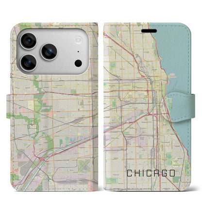 【シカゴ（アメリカ）】地図柄iPhoneケース（手帳タイプ）