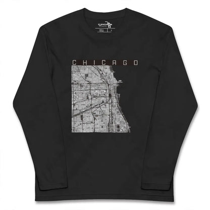【シカゴ（アメリカ）】地図柄ロングスリーブTシャツ