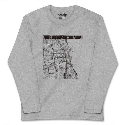 【シカゴ（アメリカ）】地図柄ロングスリーブTシャツ