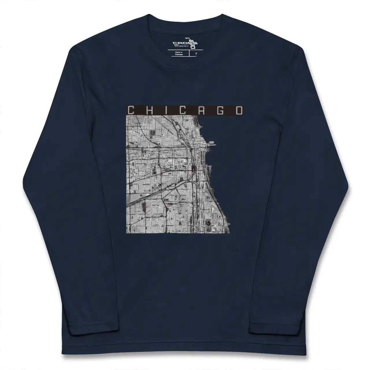 【シカゴ（アメリカ）】地図柄ロングスリーブTシャツ