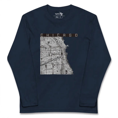 【シカゴ（アメリカ）】地図柄ロングスリーブTシャツ