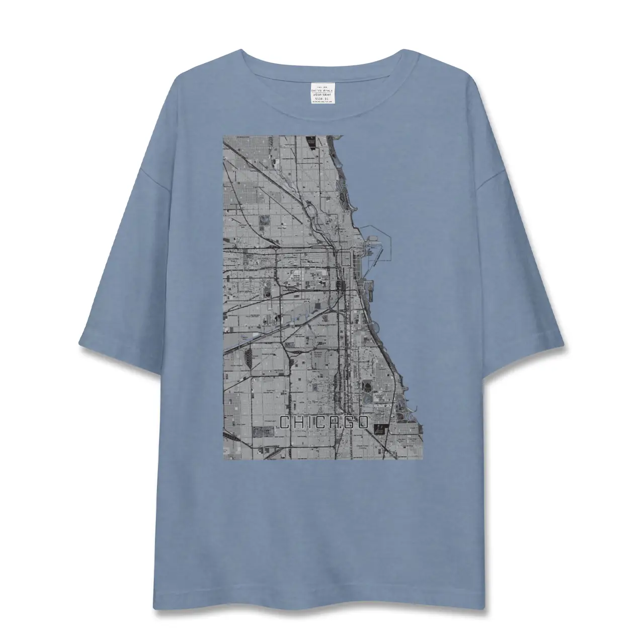 【シカゴ（アメリカ）】地図柄ビッグシルエットTシャツ
