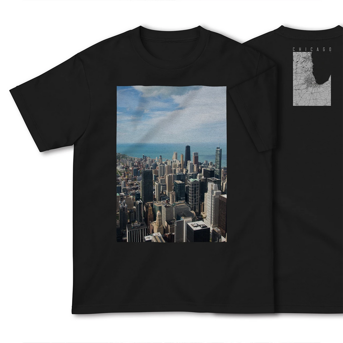 【シカゴ（アメリカ）】Map World ハイクオリティTシャツ