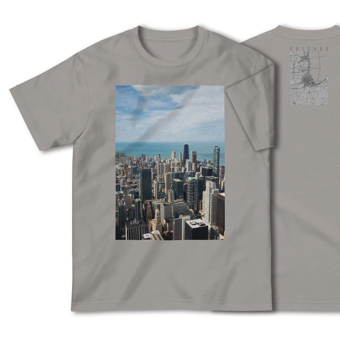 【シカゴ(アメリカ)】Map World ハイクオリティTシャツ