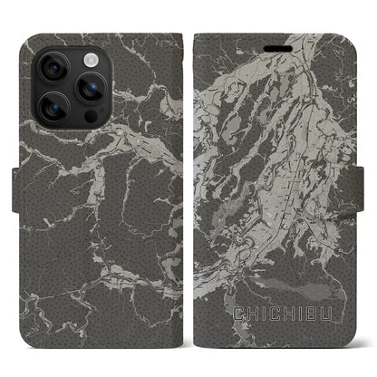 【秩父（埼玉県）】地図柄iPhoneケース（手帳タイプ）モノトーン・iPhone 16 用