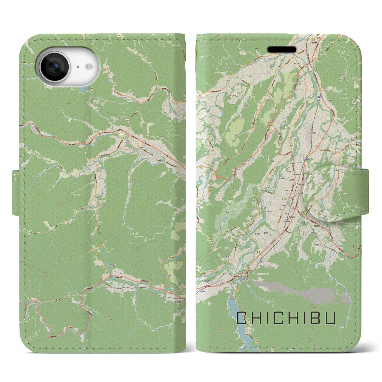 【秩父（埼玉県）】地図柄iPhoneケース（手帳タイプ）