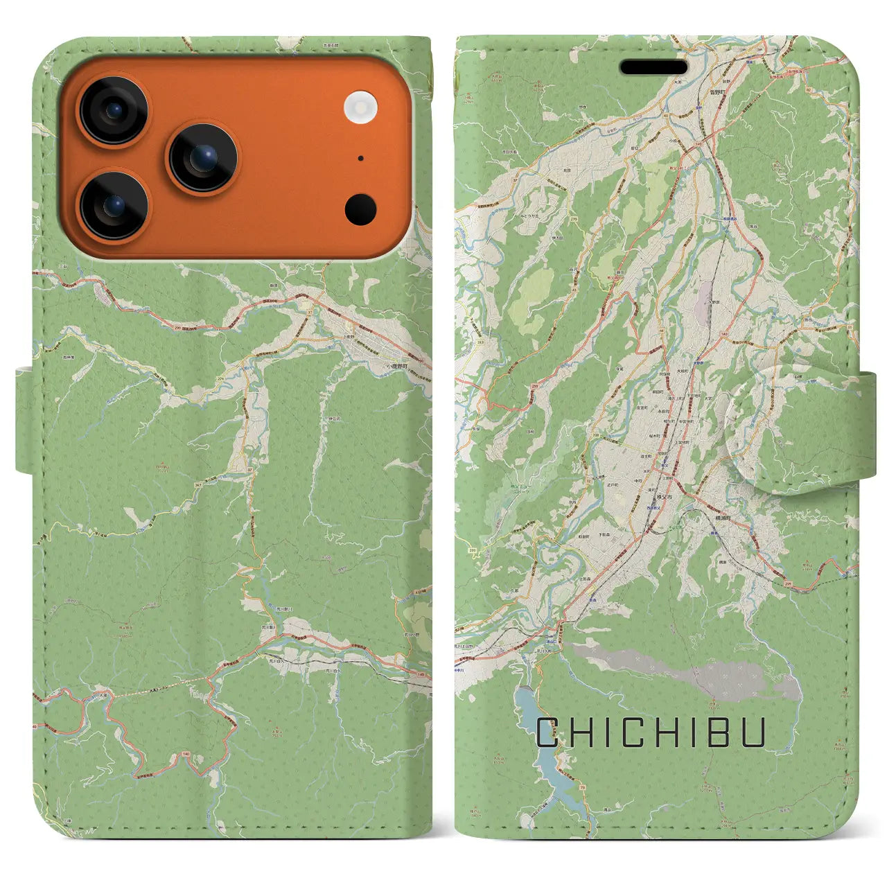 【秩父（埼玉県）】地図柄iPhoneケース（手帳タイプ）