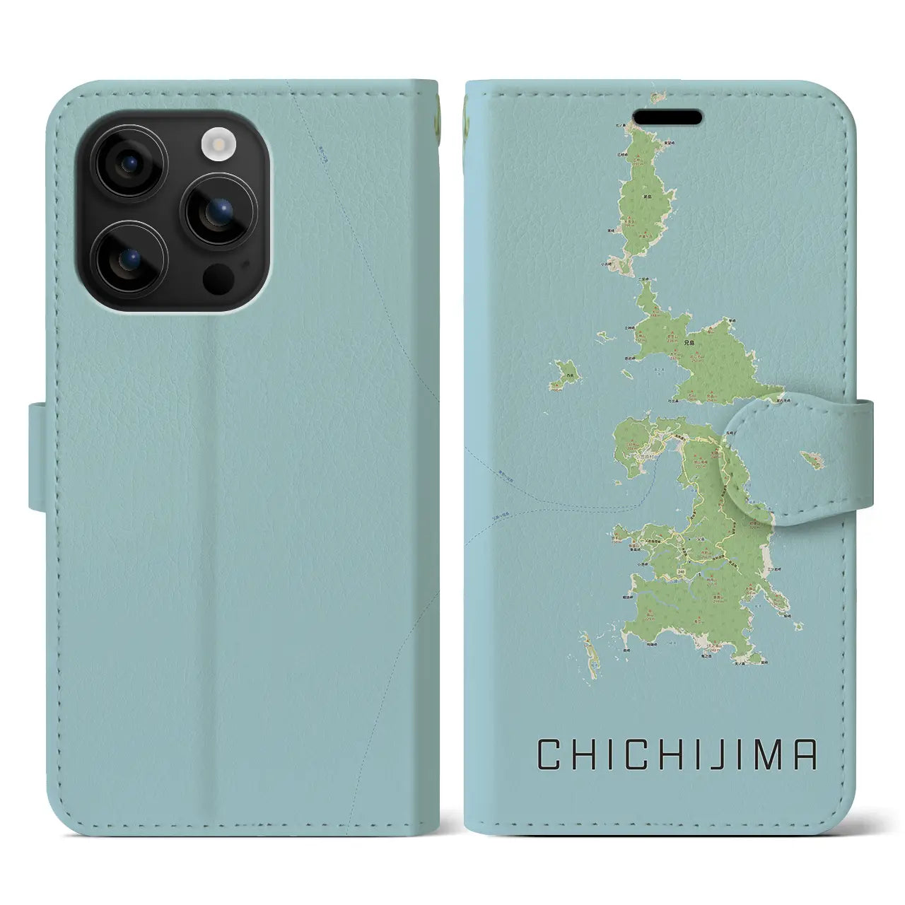 【父島（東京都）】地図柄iPhoneケース（手帳タイプ）ナチュラル・iPhone 16 用