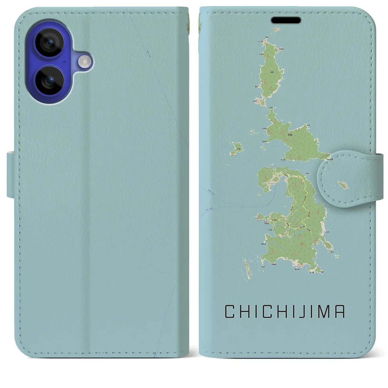 【父島（東京都）】地図柄iPhoneケース（手帳タイプ）ナチュラル・iPhone 16 Pro Max 用