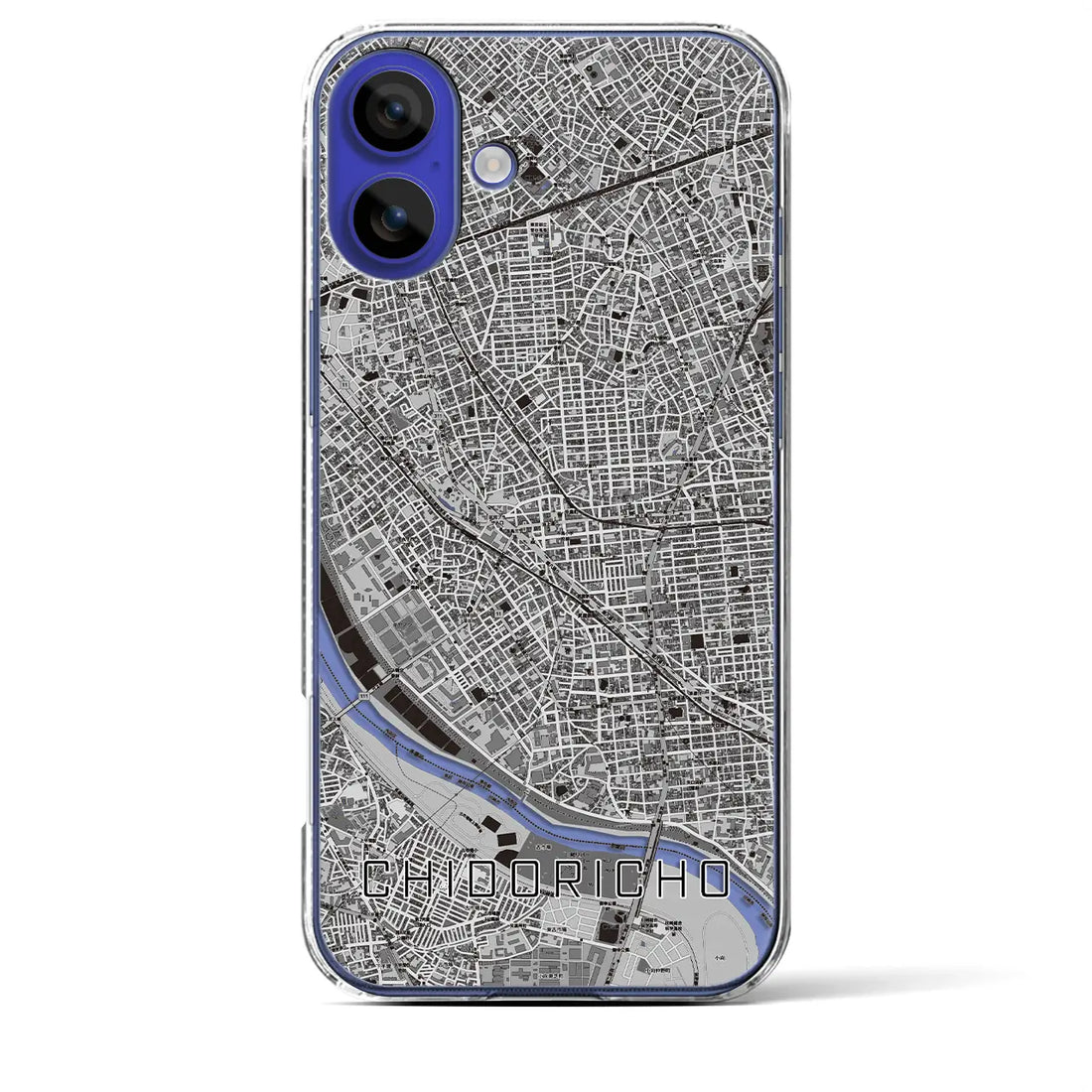 【千鳥町(東京都)】地図柄iPhoneケース(クリアタイプ)モノトーン・iPhone 16 Pro Max 用