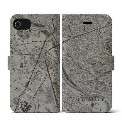 【千鳥町（東京都）】地図柄iPhoneケース（手帳タイプ）モノトーン・iPhone SE（第3 / 第2世代） / 8 / 7 / 6s / 6 用