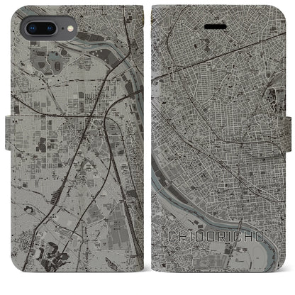【千鳥町（東京都）】地図柄iPhoneケース（手帳タイプ）モノトーン・iPhone 8Plus /7Plus / 6sPlus / 6Plus 用