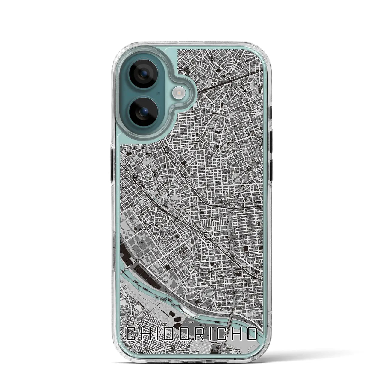 【千鳥町（東京都）】地図柄iPhoneケース（MagSafeタイプ）モノトーン・iPhone 16 Pro 用