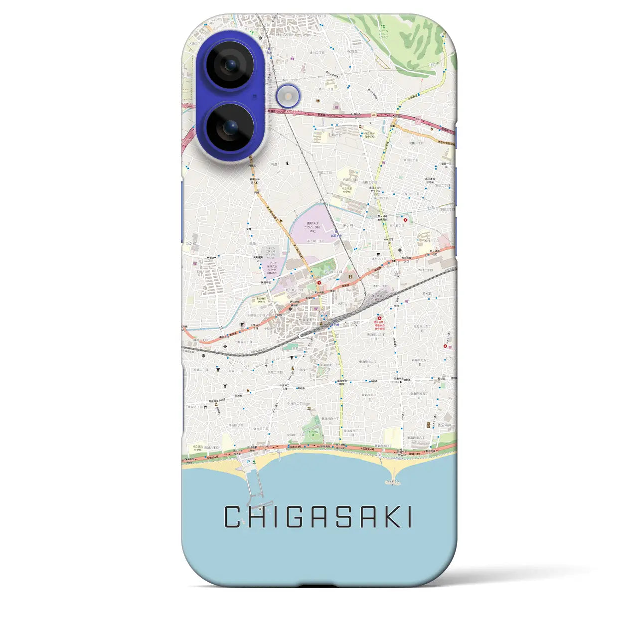 【茅ヶ崎2（神奈川県）】地図柄iPhoneケース（バックカバータイプ）ブラック・iPhone 16 Pro Max 用