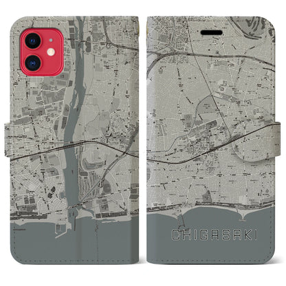 【茅ヶ崎2（神奈川県）】地図柄iPhoneケース（手帳タイプ）モノトーン・iPhone 11 用