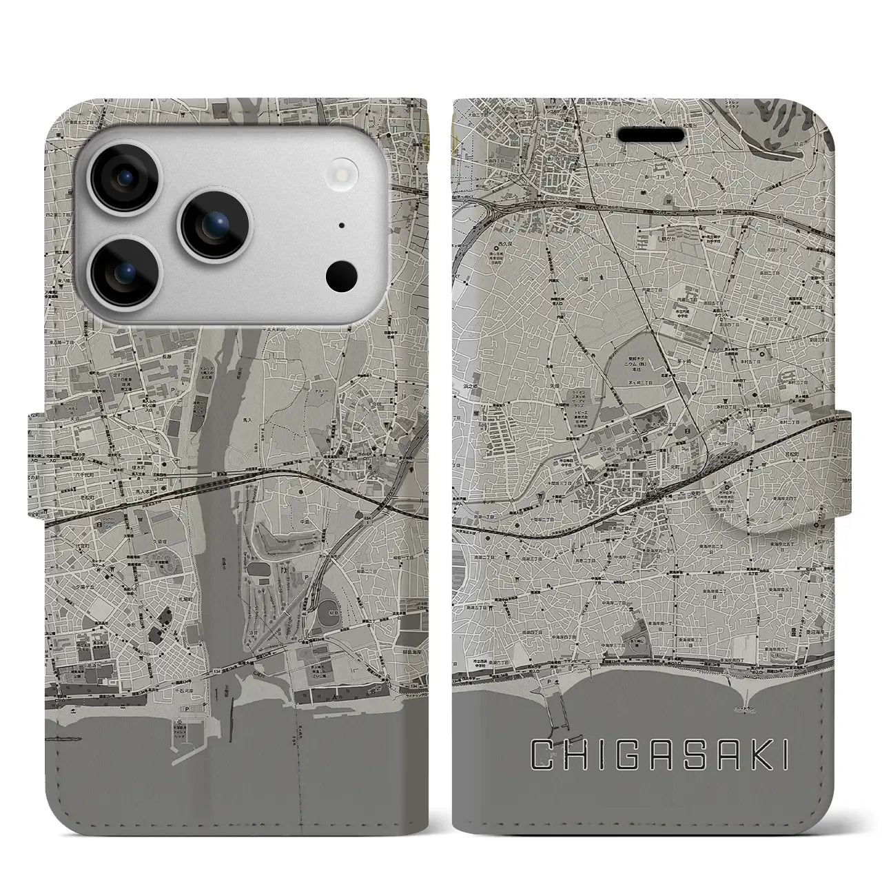 【茅ヶ崎2（神奈川県）】地図柄iPhoneケース（手帳タイプ）