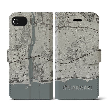【茅ヶ崎2（神奈川県）】地図柄iPhoneケース（手帳タイプ）モノトーン・iPhone SE（第3 / 第2世代） / 8 / 7 / 6s / 6 用