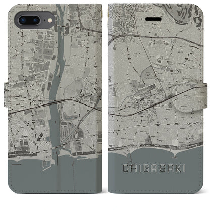 【茅ヶ崎2（神奈川県）】地図柄iPhoneケース（手帳タイプ）モノトーン・iPhone 8Plus /7Plus / 6sPlus / 6Plus 用