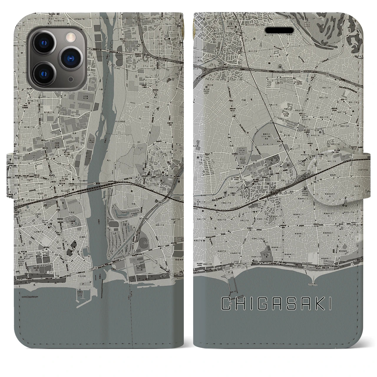 【茅ヶ崎2（神奈川県）】地図柄iPhoneケース（手帳タイプ）