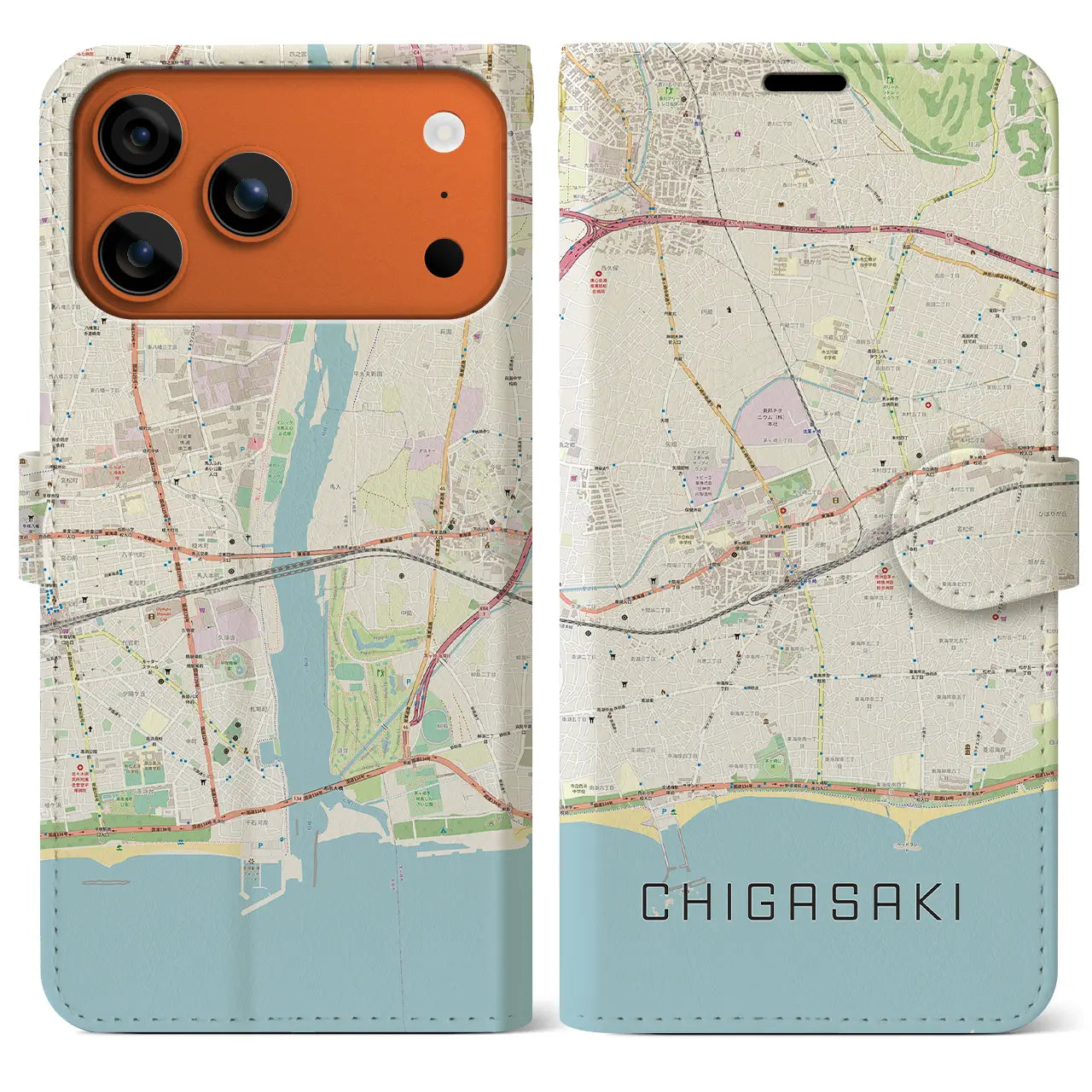 【茅ヶ崎2（神奈川県）】地図柄iPhoneケース（手帳タイプ）