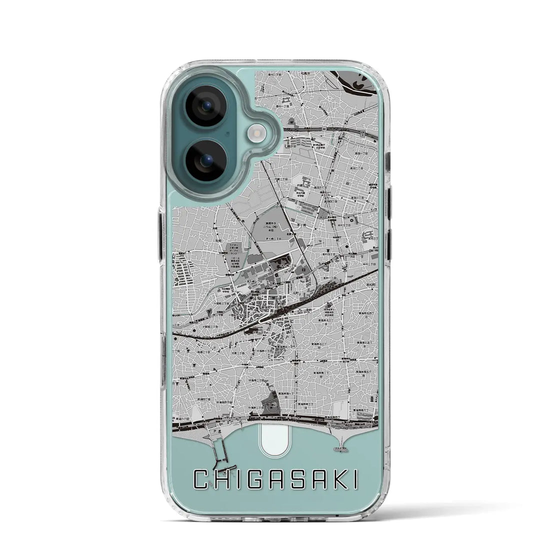 【茅ヶ崎2（神奈川県）】地図柄iPhoneケース（MagSafeタイプ）モノトーン・iPhone 16 Pro 用