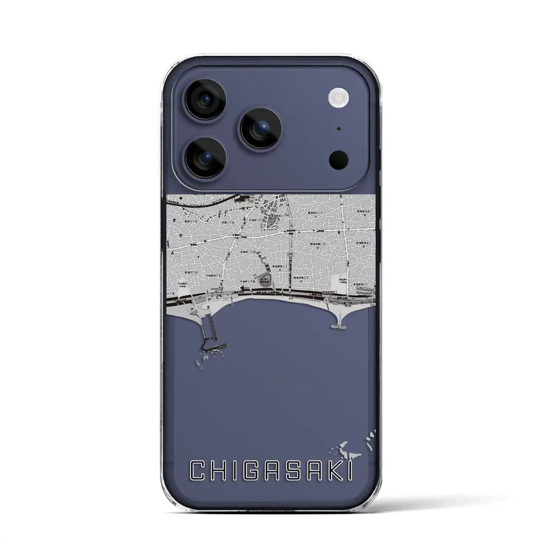 【茅ヶ崎(神奈川県)】地図柄iPhoneケース(クリアタイプ)モノトーン・iPhone 17 Pro Max 用