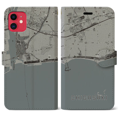 【茅ヶ崎（神奈川県）】地図柄iPhoneケース（手帳タイプ）モノトーン・iPhone 11 用