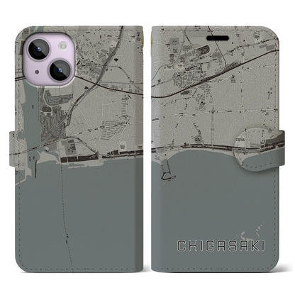 【茅ヶ崎（神奈川県）】地図柄iPhoneケース（手帳タイプ）モノトーン・iPhone 14 用