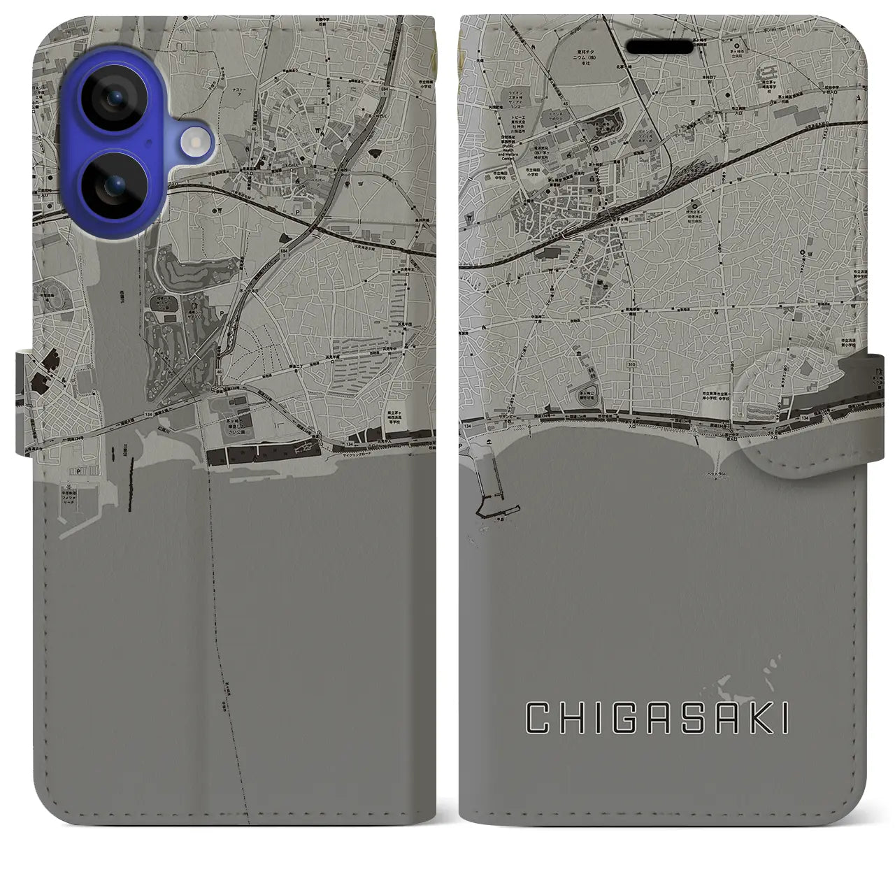 【茅ヶ崎（神奈川県）】地図柄iPhoneケース（手帳タイプ）