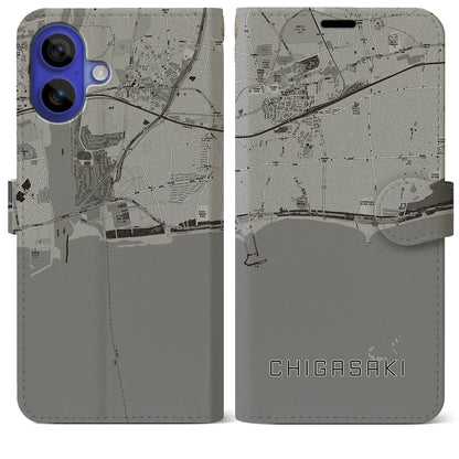 【茅ヶ崎（神奈川県）】地図柄iPhoneケース（手帳タイプ）モノトーン・iPhone 16 Pro Max 用