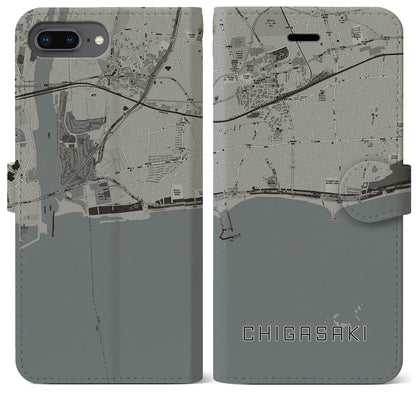 【茅ヶ崎（神奈川県）】地図柄iPhoneケース（手帳タイプ）モノトーン・iPhone 8Plus /7Plus / 6sPlus / 6Plus 用