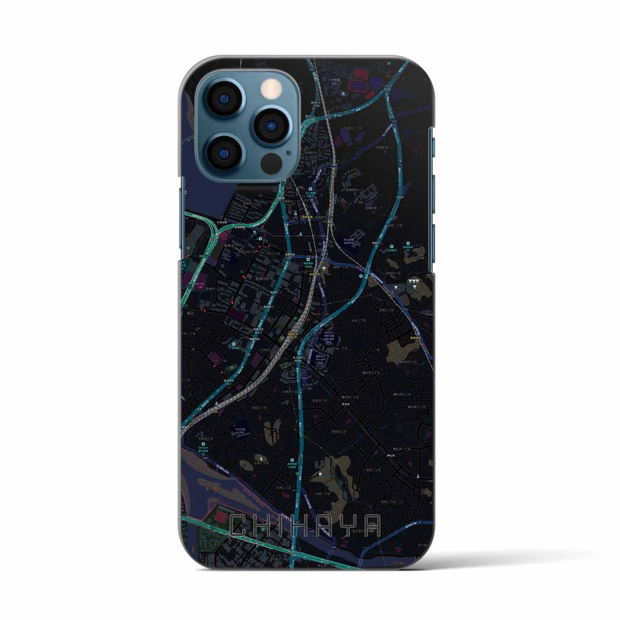 【千早（福岡県）】地図柄iPhoneケース（バックカバータイプ）