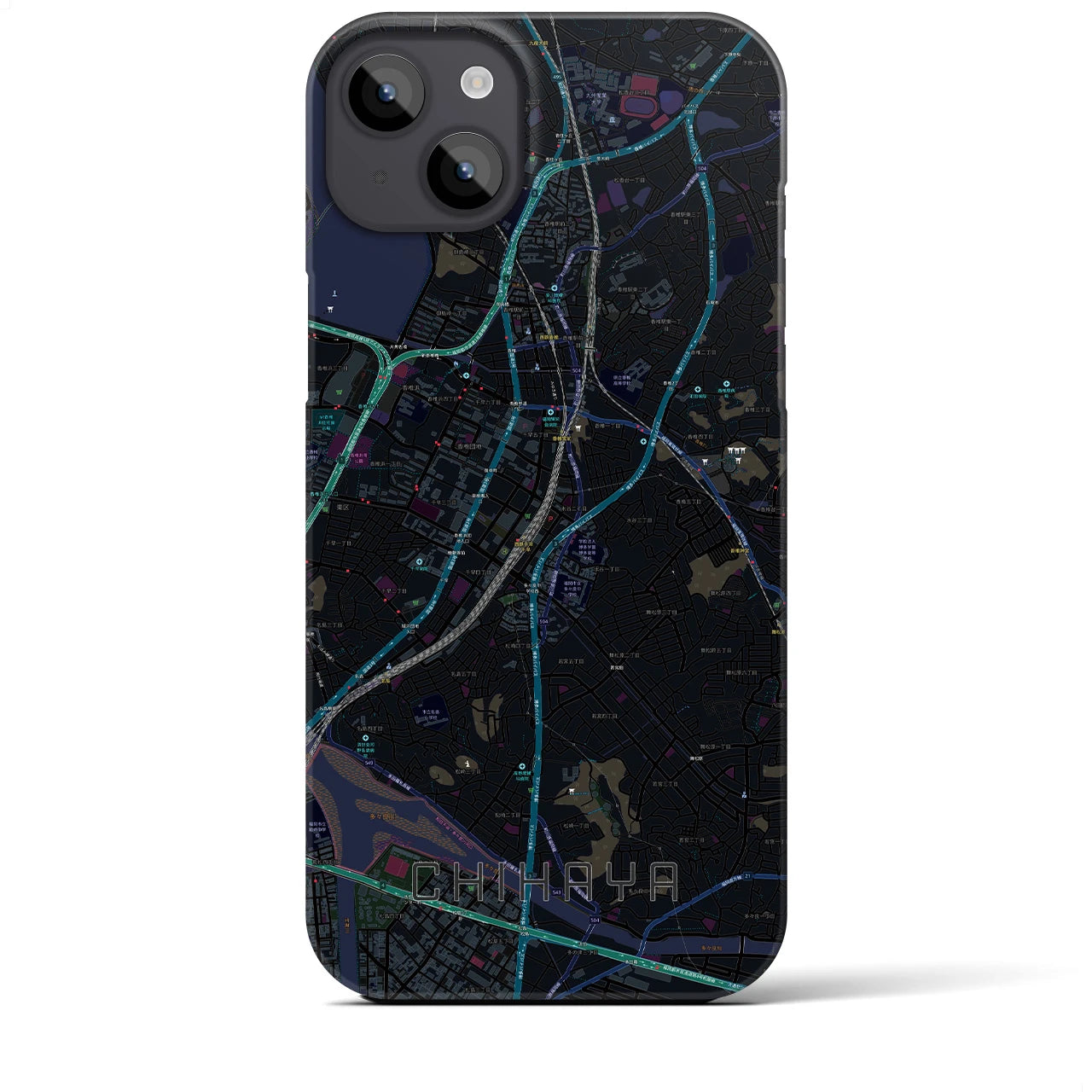 【千早（福岡県）】地図柄iPhoneケース（バックカバータイプ）