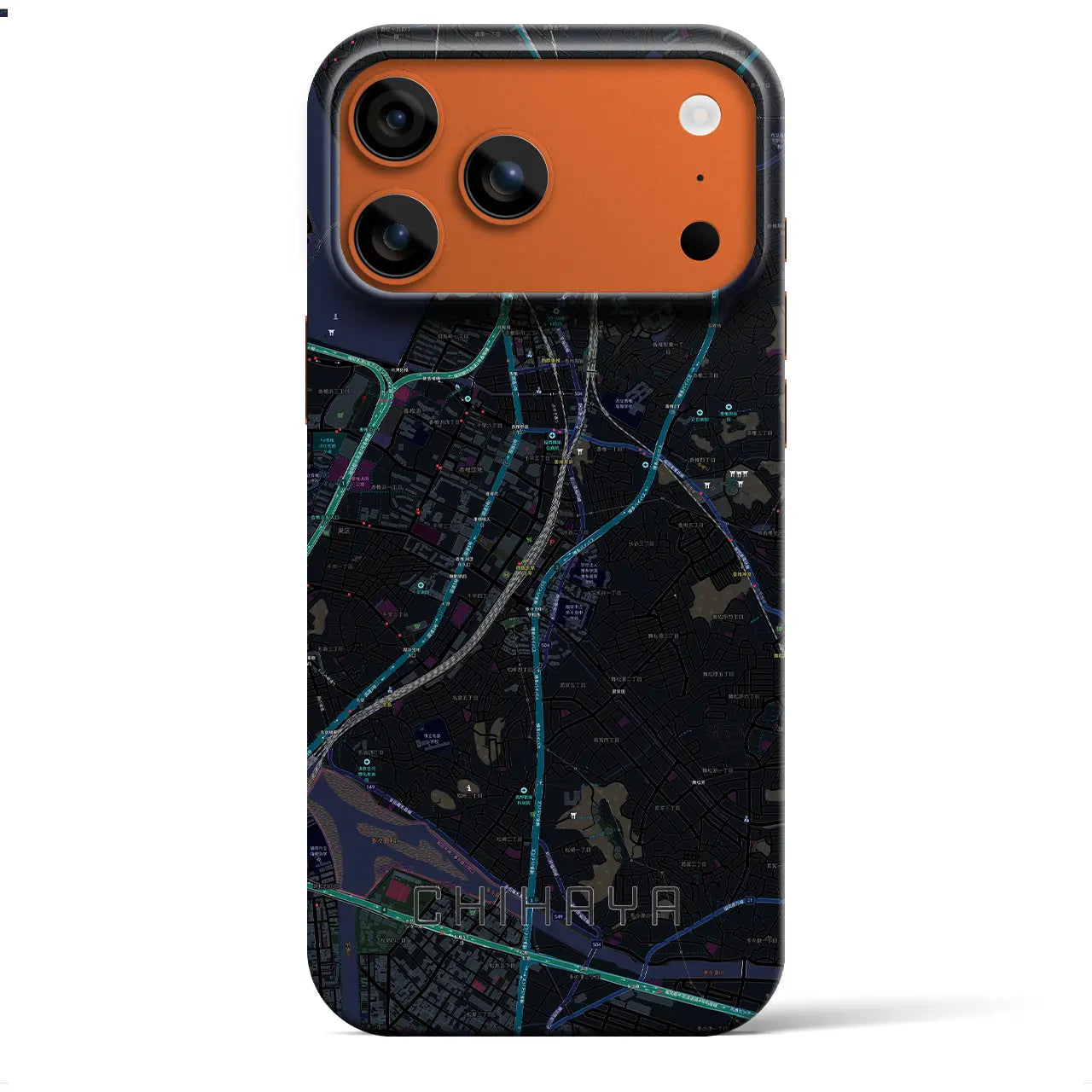 【千早（福岡県）】地図柄iPhoneケース（バックカバータイプ）