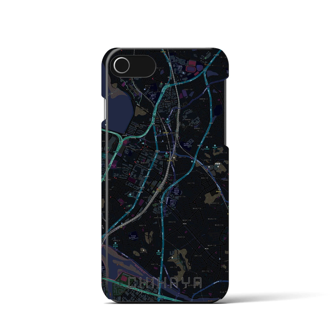 【千早（福岡県）】地図柄iPhoneケース（バックカバータイプ）