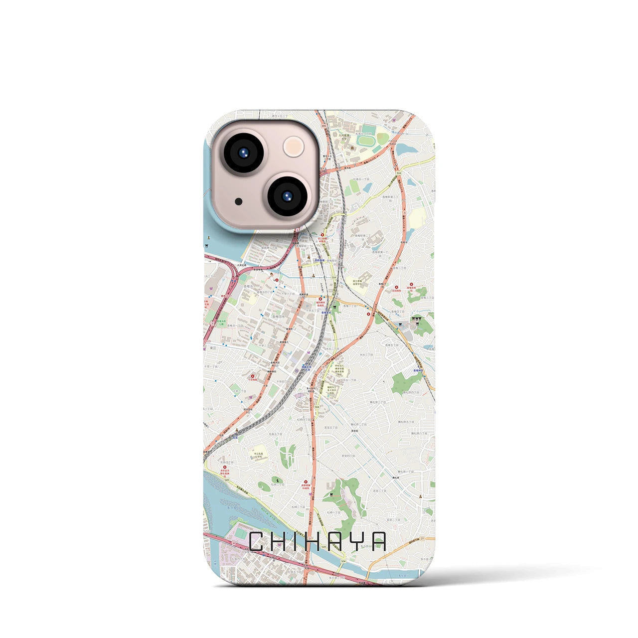 【千早（福岡県）】地図柄iPhoneケース（バックカバータイプ）