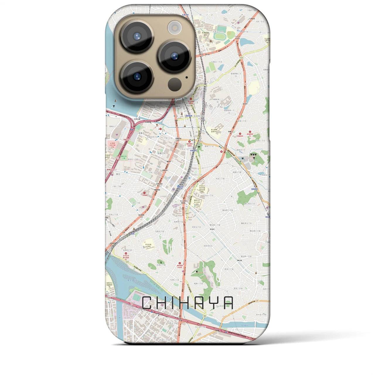 【千早（福岡県）】地図柄iPhoneケース（バックカバータイプ）