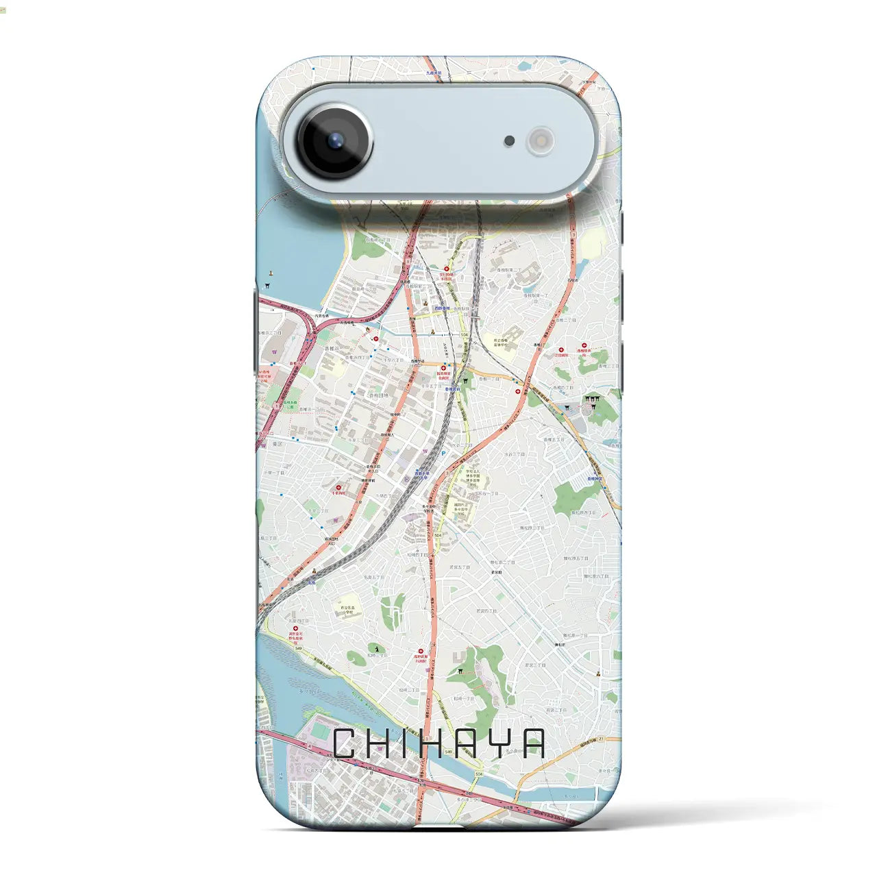 【千早（福岡県）】地図柄iPhoneケース（バックカバータイプ）