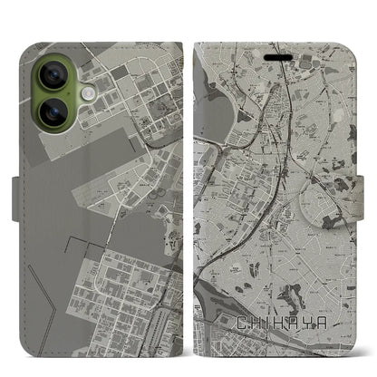 【千早（福岡県）】地図柄iPhoneケース（手帳タイプ）