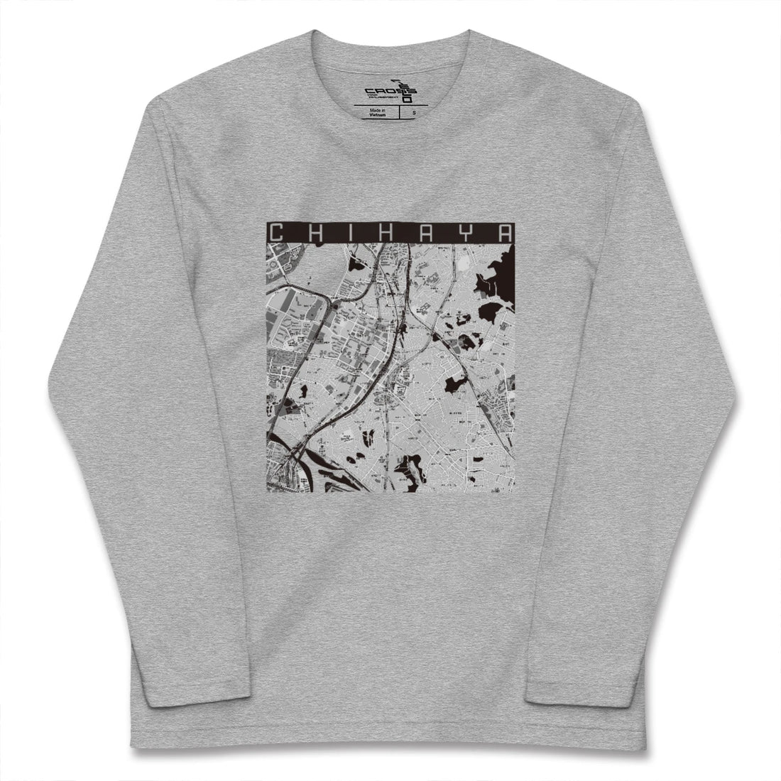 【千早（福岡県）】地図柄ロングスリーブTシャツ