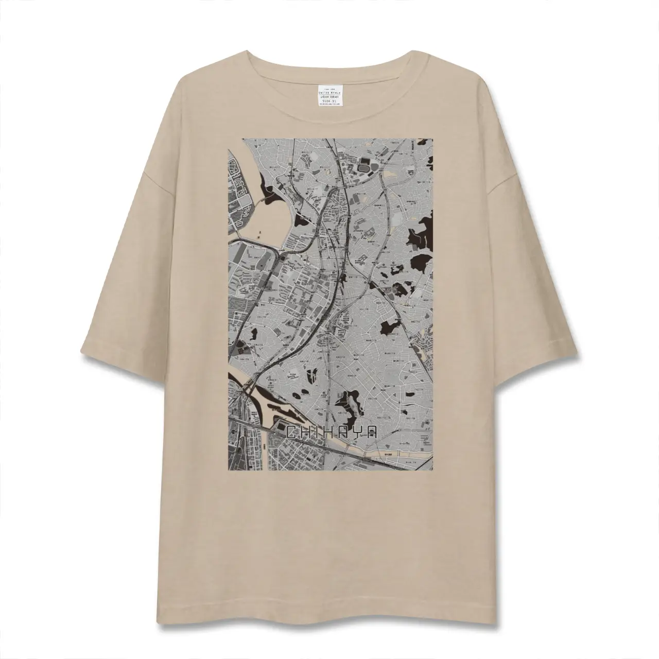 【千早（福岡県）】地図柄ビッグシルエットTシャツ