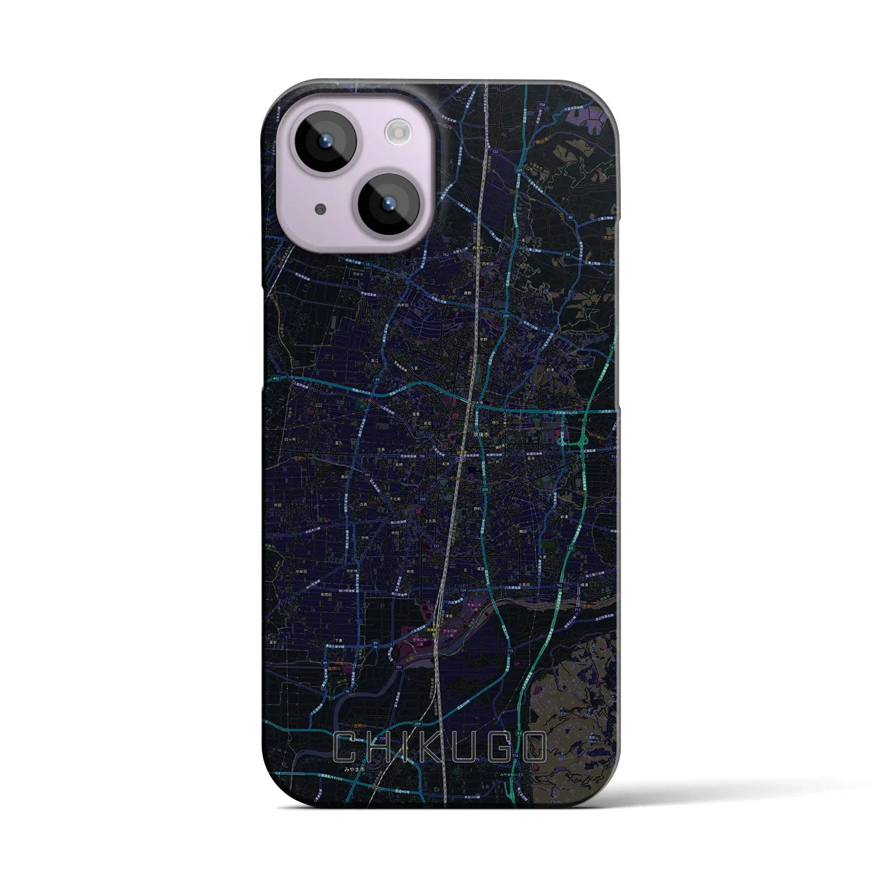 【筑後（福岡県）】地図柄iPhoneケース（バックカバータイプ）