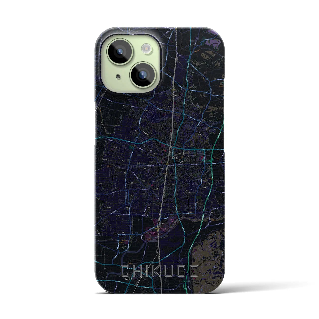 【筑後（福岡県）】地図柄iPhoneケース（バックカバータイプ）