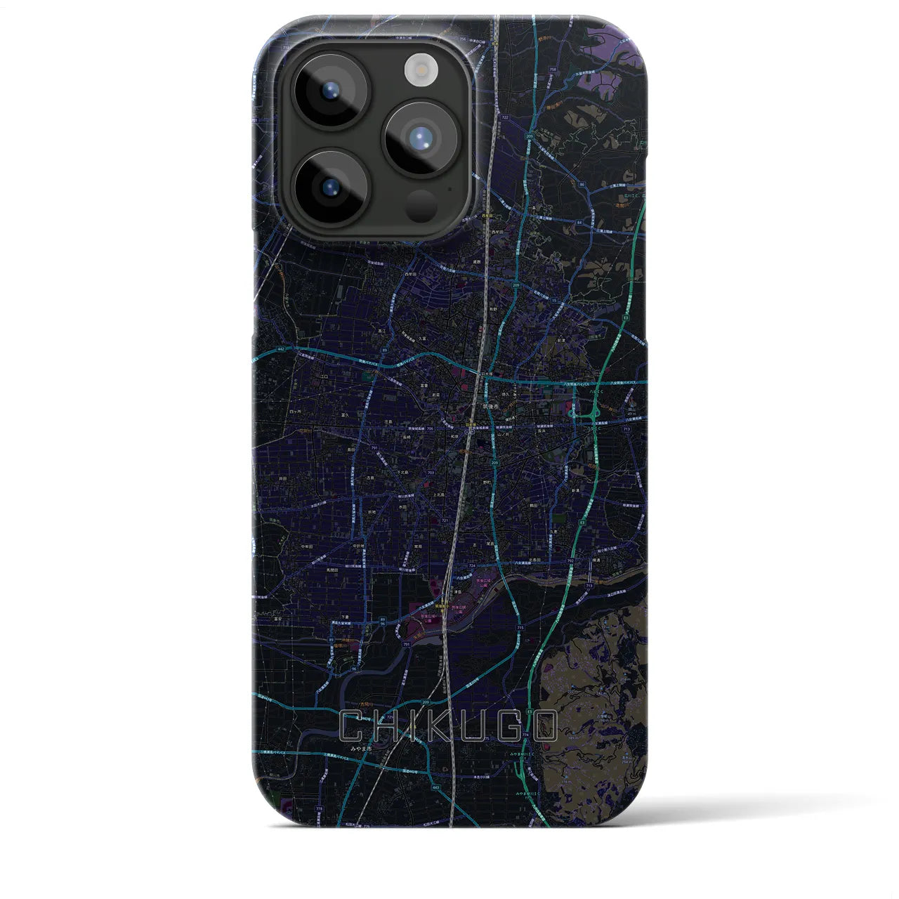 【筑後（福岡県）】地図柄iPhoneケース（バックカバータイプ）
