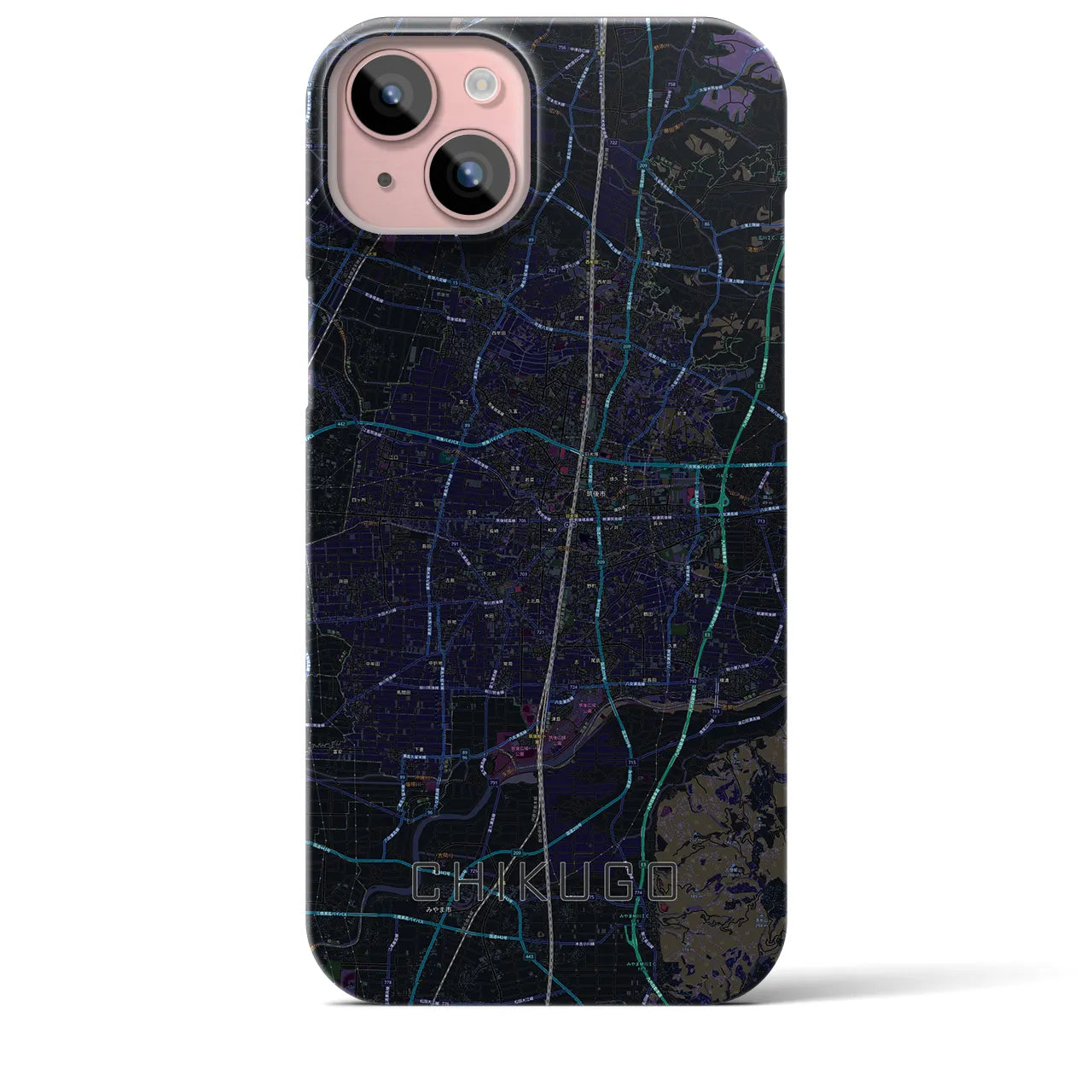 【筑後（福岡県）】地図柄iPhoneケース（バックカバータイプ）