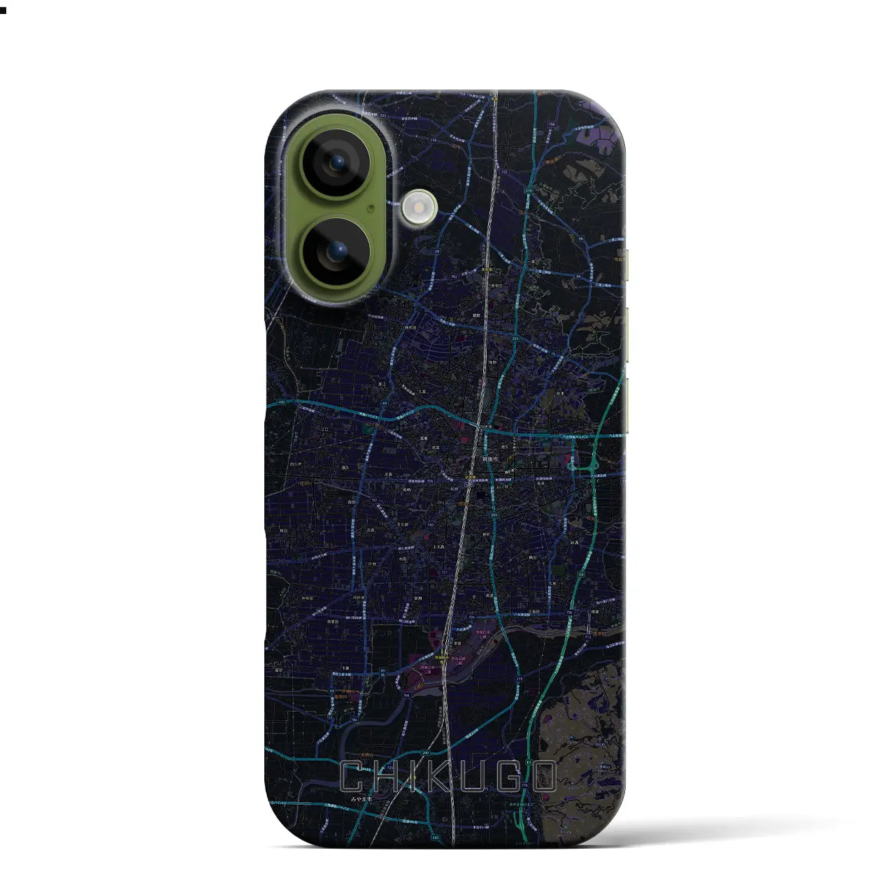 【筑後（福岡県）】地図柄iPhoneケース（バックカバータイプ）