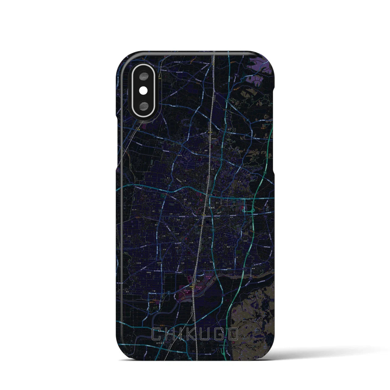【筑後（福岡県）】地図柄iPhoneケース（バックカバータイプ）