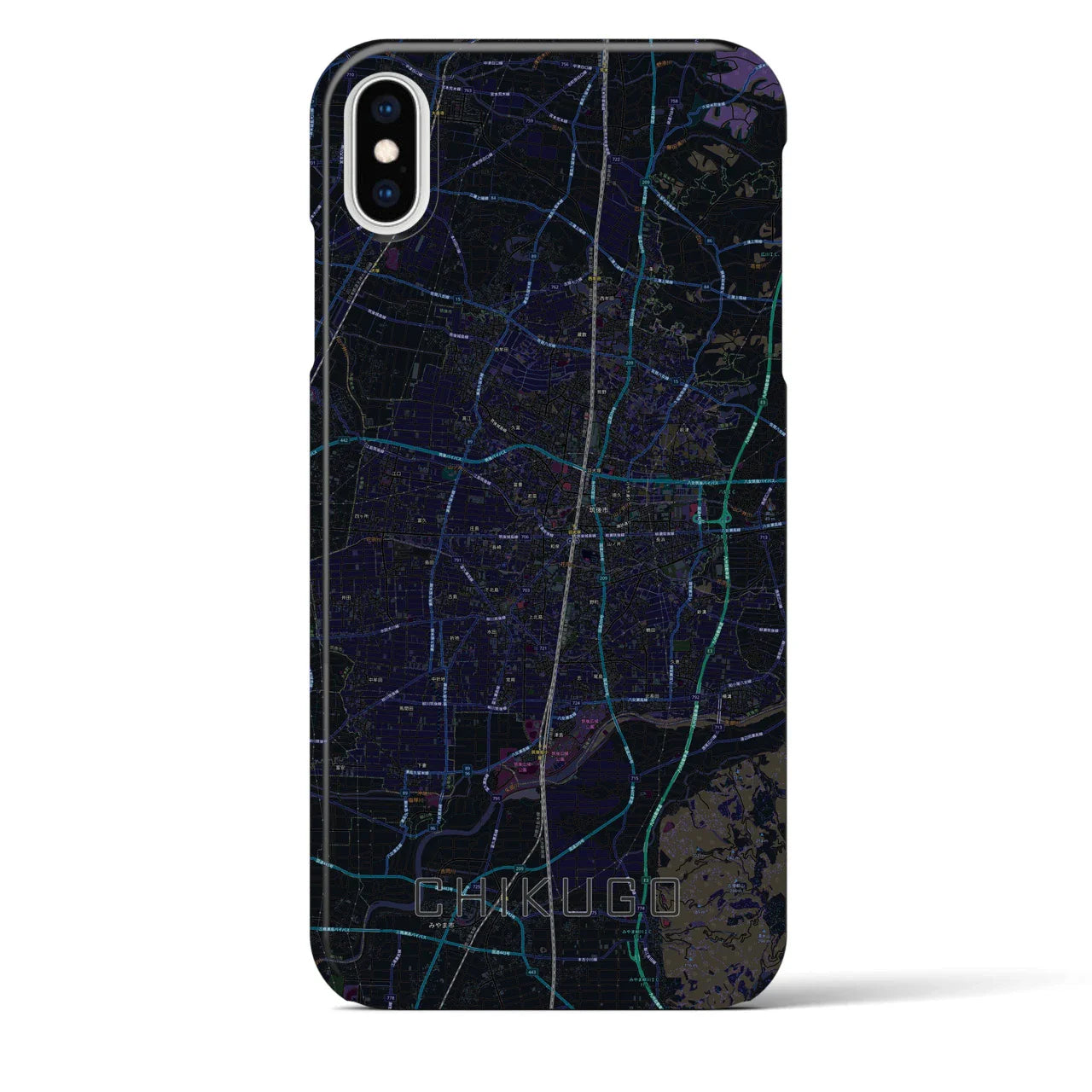 【筑後（福岡県）】地図柄iPhoneケース（バックカバータイプ）
