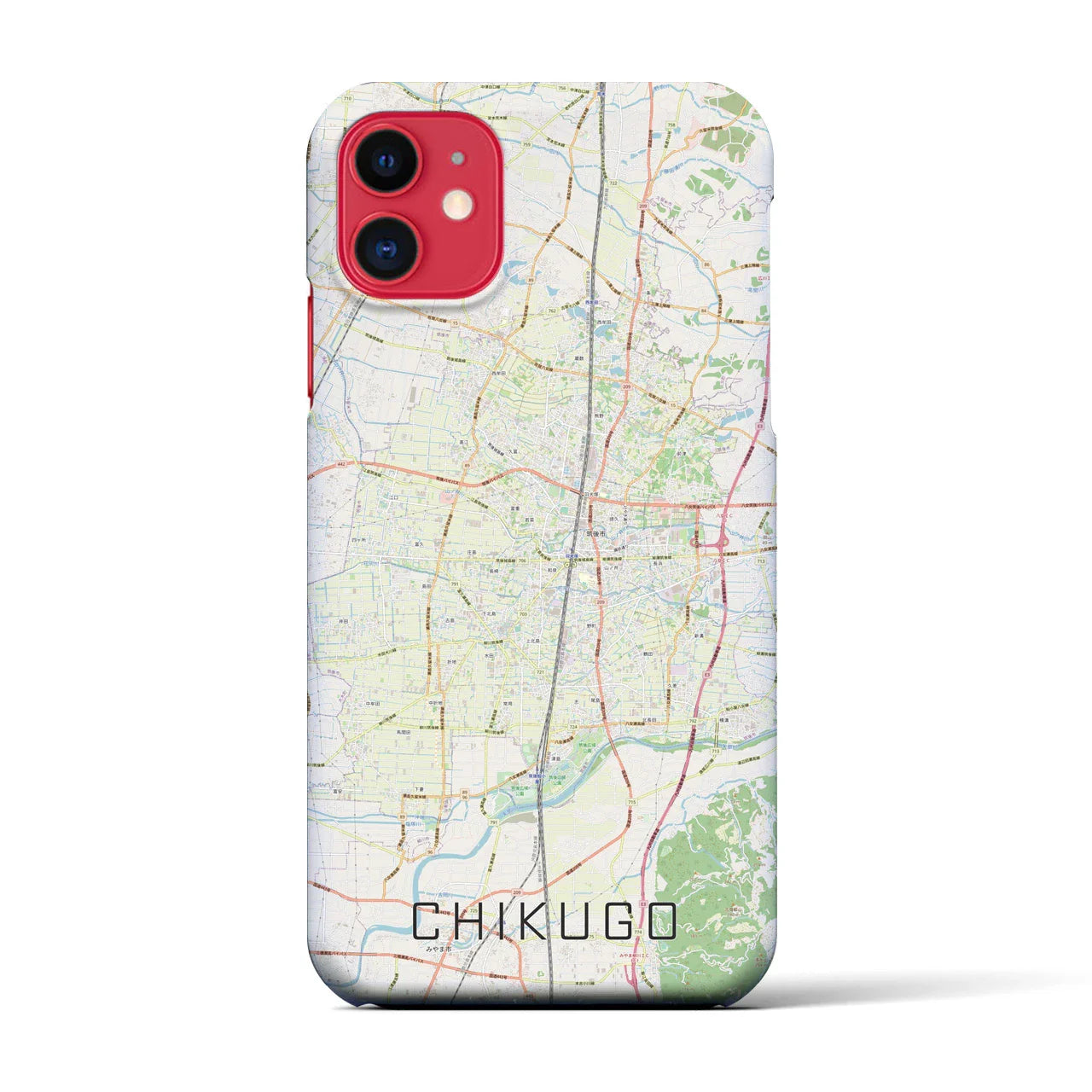 【筑後（福岡県）】地図柄iPhoneケース（バックカバータイプ）