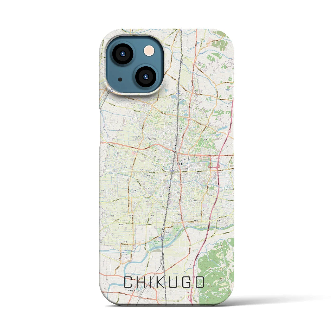 【筑後（福岡県）】地図柄iPhoneケース（バックカバータイプ）